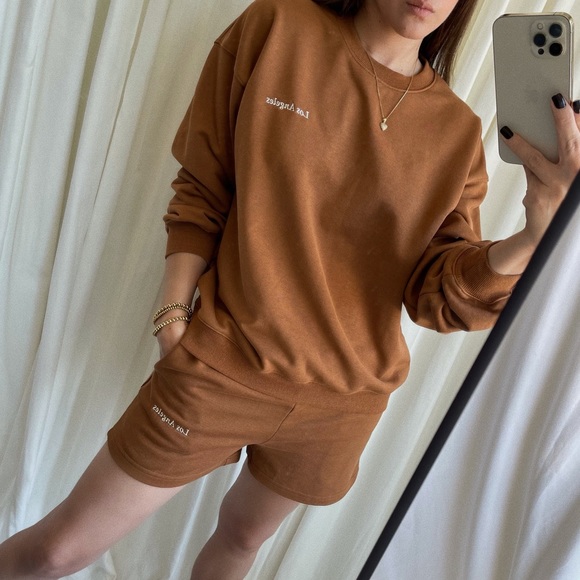Kanzler Tops - LOS ANGELES SWEATSHIRT / SHORTS SET — In Caramel